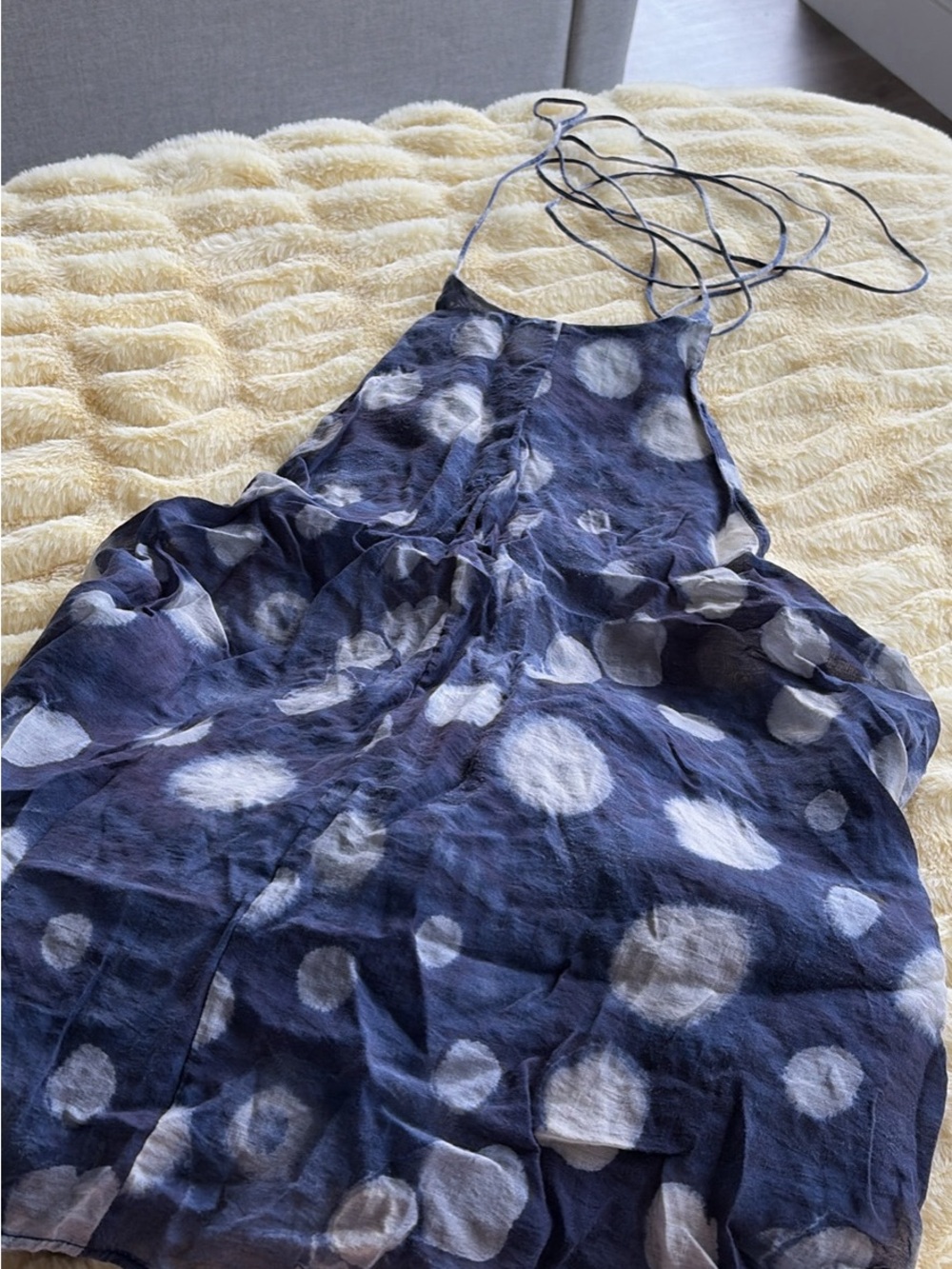 Blue flowy mesh tank top